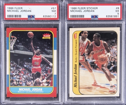 1986-87 Fleer Basketball Complete Set (132) plus Complete Stickers Set (11) – Including Two Michael Jordan Rookie Cards!